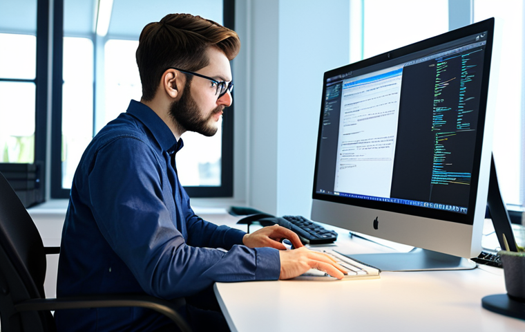 **
A programmer in a brightly lit office, fully clothed in modest attire, debugging code on a computer screen. Safe for work, appropriate content, professional setting, perfect anatomy, natural proportions, high quality, focus on the screen, modern office environment.
**