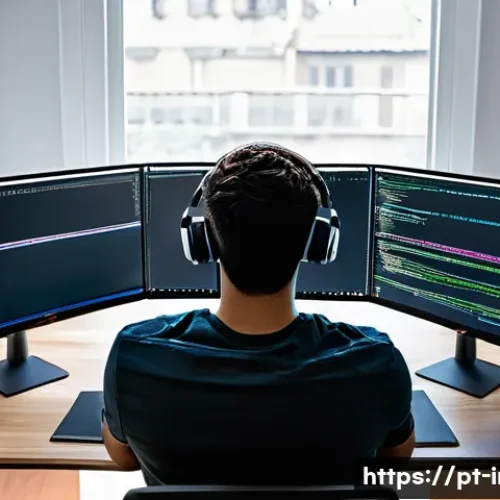 정보처리 실기 시험 대비 실무 코딩 연습법 - A modern, organized study room focused on programming exam preparation for Portuguese-speaking stude...